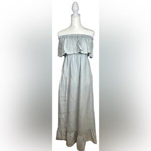 Fairycore Romantic Chambray Tiered Off-Shoulder Sundress. Size Small.